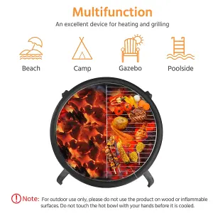 Yaheetech Foldable Outdoor Round Fire Pit with Cooking Grill