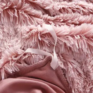 Pink Faux Fur Soft Duvet Cover Set