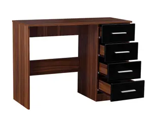 REFLECT 4 Drawer Dressing Table in Gloss Black Drawer Fronts and Walnut Carcass