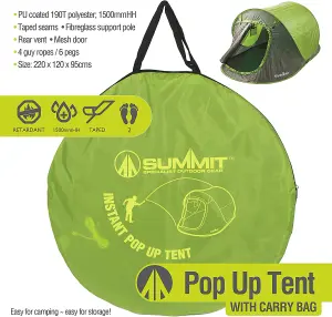 2 Man Pop Up Tent, Camping, Size: 220cm x 120cm x 95cm