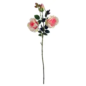 Pack of 6 x 80cm Artificial Pink Rose Stem - 18 flowers