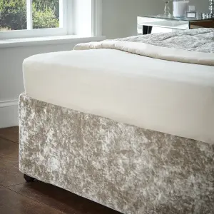 Catherine Lansfield Bedroom Crushed Velvet Divan Base Wrap Natural