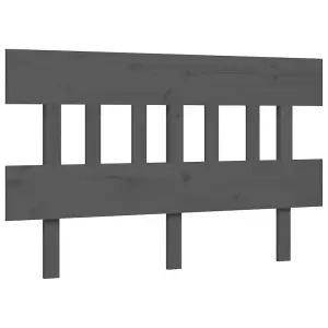 Berkfield Bed Frame with Headboard Grey Double Solid Wood