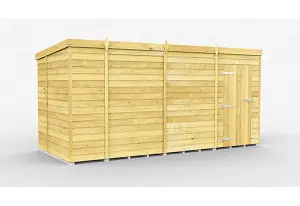 13 x 7 Feet Pent Shed - Single Door Without Windows - Wood - L214 x W387 x H201 cm