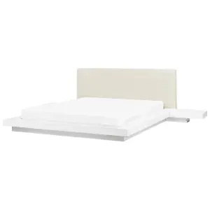 EU King Size Faux Leather Headboard Bed with LED White ZEN