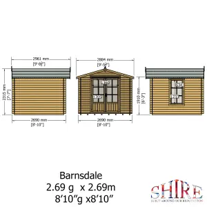 Shire Barnsdale 9x9 Log Cabin 19mm Logs