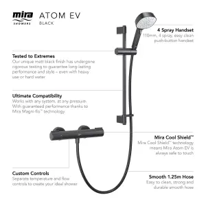 Mira Atom Matt Black Rear fed Thermostatic Mixer Shower