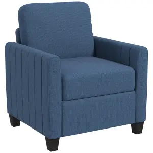 HOMCOM Modern Accent Chair with Spring Cushion, Back Pillow, Blue