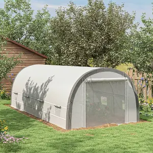 Outsunny Walk-in Tunnel Greenhouse, Upgraded Structure, Mesh Door & Windows