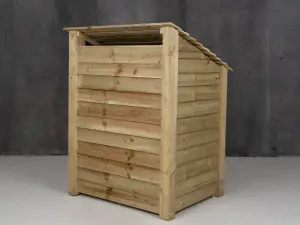 Wooden log store with door W-99cm, H-126cm, D-88cm - natural (light green) finish