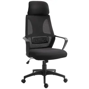 Vinsetto Ergonomic Office Chair w/ Wheel, High Mesh Back, Adjustable Height Home - Black