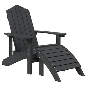 Berkfield Garden Adirondack Chair with Footstool & Table HDPE Anthracite