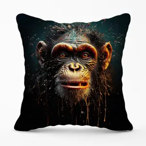 Splashart Monkey Face Outdoor Cushion 45cm x 45cm