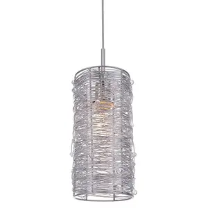 Luminosa Modern Hanging Pendant Silver 1 Light  with Metal Alloy Shade, E14