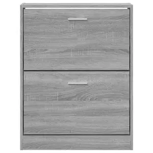 Berkfield Shoe Cabinet Grey Sonoma 59x17x81 cm Engineered Wood