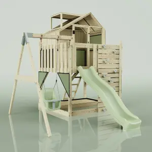 PolarPlay Kids Climbing Tower & Playhouse with Swing and Slide - Swing Eerika Sage