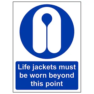 Life Jackets Worn Beyond Point Sign - Rigid Plastic - 150x200mm (x3)