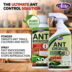 Aviro Ant Killer - Fast Acting Ant Killer Spray for Indoor and Outdoor Use for Immediate and Long Lasting Prevention. 1 Litre