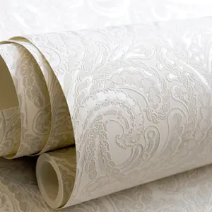 Galerie Adonea Ares Antique White Metallic Damask 3D Embossed Wallpaper Roll