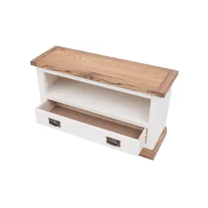 Tropea Off White 1 Drawer TV Cabinet Brass Drop Handle