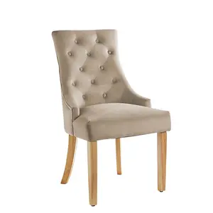 Ashton Dining Chair - Comfortable Cushioned Home or Office Seat with Plush Velvet Upholstery & Buttoned Backrest - Taupe