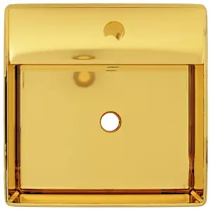 Berkfield Wash Basin with Overflow 41x41x15 cm Ceramic Gold