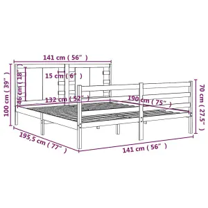 Berkfield Bed Frame White Solid Wood Pine 135x190 cm 4FT6 Double