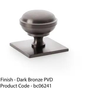 Classic Round Cabinet Door Knob & Matching Backplate - Dark Bronze 38mm Handle