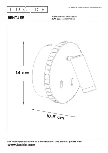 Lucide Bentjer Modern Reading Wall Light 14cm - LED - 1x11W 3000K - White