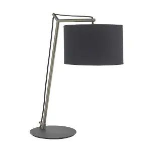 Luminosa Ravenna Table Lamp Matt Nickel Plate & Black Cotton Fabric