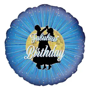 Oaktree Fabulous Birthday Holographic Foil Balloon Blue/Gold/White (One Size)