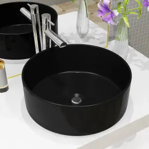 Berkfield Basin Ceramic Round Black 40x15 cm