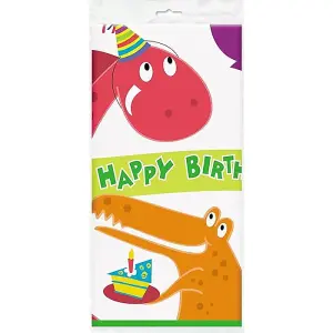 Unique Party Plastic Dinosaur Happy Birthday Party Table Cover Multicoloured (One Size)