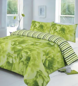 Roses Lime Duvet Cover Set, Size Super King