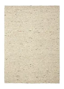 Zola Rectangular Shaped Hand Carded Rug - Wool - L290 x W200 x H1 cm - Beige