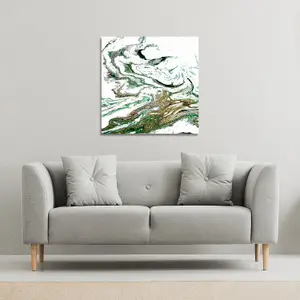 Green & Gold Marble (Canvas Print) / 101 x 101 x 4cm