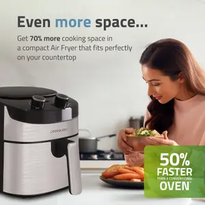 Cookology 7.2L Air Fryer with Single Zone & Mechanical Controls - CAF72MA Stainless Steel