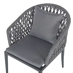 Set of 2 Garden Chairs with Cushions LIPARI Metal Grey