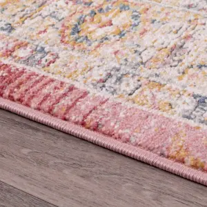 Terracotta Traditional Easy to Clean Abstarct Floral Rug For Dining Room-160cm X 220cm