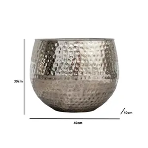 Melody Maison Large Silver Hammered Metal Planter