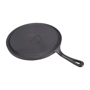 Black Round Cast Iron Kitchen Skillet Pan with Stay Cool Handle