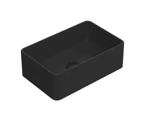 Rectangular Matt Ceramic Countertop Vessel Without Overflow - 365mm - Matt Black