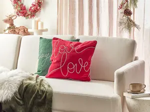 Throw Cushion SIDERASIS Cotton 45 x 45 cm Text Embroidery Red