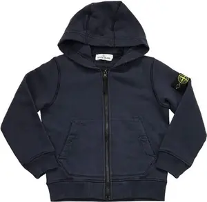 Stone Island Navy Full Zip Cotton Fleece Hoodie - Size 10 Years