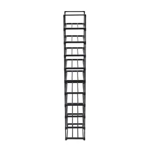 10 Tier Rack Customizable Metal Shoe Rack in Black, Assembly Required