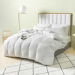 Teddy Fleece Duvet Cover set White / King - 2 Standard Pillowcases