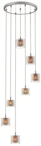 Luminosa Spring 7 Light Spiral Cluster Pendant Mesh Chrome, Copper, Glass, G9