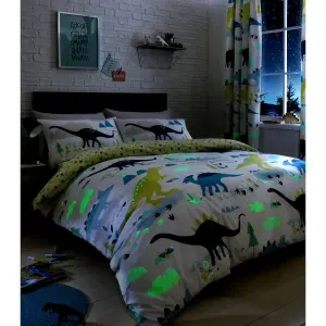 Dino Jurassic Glow in the Dark Fun Kids Duvet Cover Set