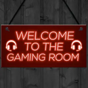 Gaming Room Sign Welcome Sign For Man Cave Boys Bedroom Gamer Christmas Gift