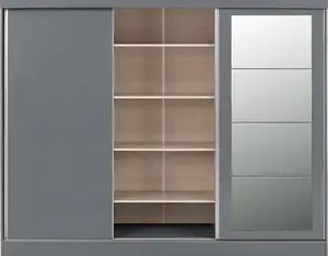 Nevada 3 Door Sliding Wardrobe in Grey Gloss Finish